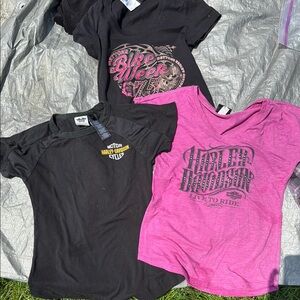 Harley-Davidson Black and Pink Short Sleeve Tees